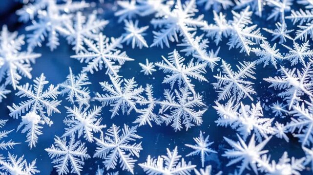 Detailed snowflake patterns closeup