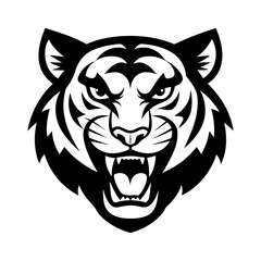 Fototapeta premium ferocious tiger head vector line art