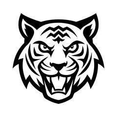 Fototapeta premium ferocious tiger head vector line art