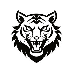 Fototapeta premium ferocious tiger head vector line art
