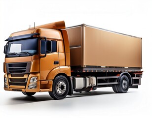 trucks loaded with cardboard boxes showing different angles white background
