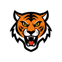 ferocious tiger head vector line art
