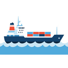 Fototapeta premium Cargo ship carrying containers on the water.