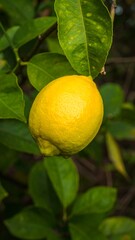 Ripe lemon on a branch