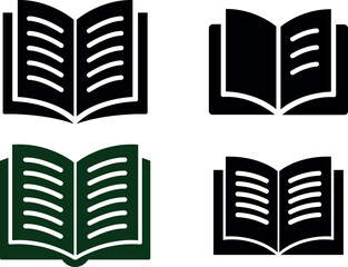 Open book icon set education and reading symbol collection