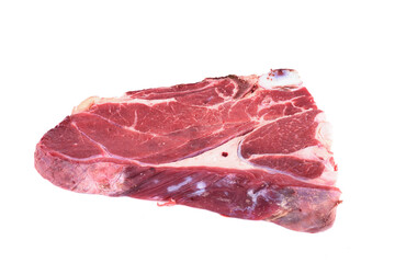 Large piece of beef meat on the bone isolated on white background.