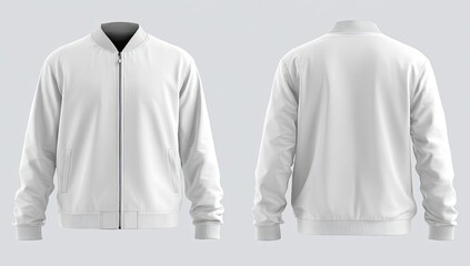 Front and back view of a blank white bomber jacket (2)
