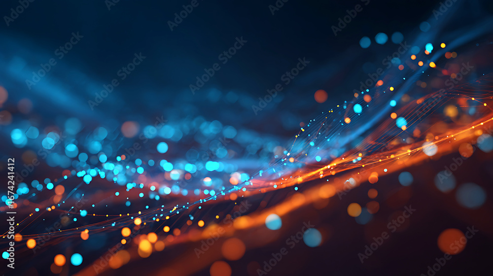 Aufkleber abstract glowing lights and particles creating a futuristic digital wave effect