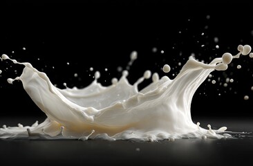 Creamy milk splash on dark surface (1)