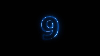 Neon business 9 number icon illustration background. Countdown number icon illustration.