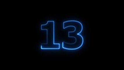 Neon business 13 number icon illustration background. Countdown number icon illustration.