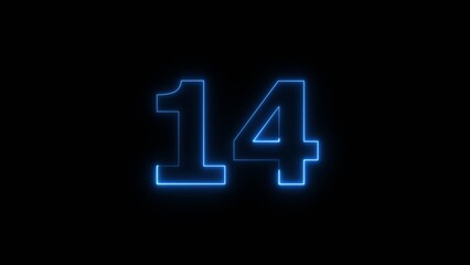 Neon business 14 number icon illustration background. Countdown number icon illustration.