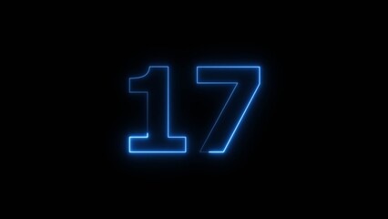 Neon business 17 number icon illustration background. Countdown number icon illustration.