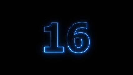 Neon business 16 number icon illustration background. Countdown number icon illustration.