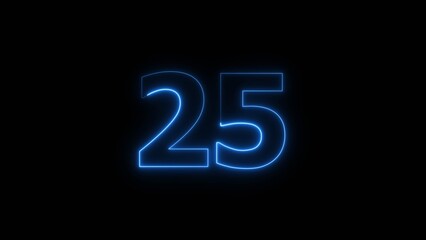 Neon business 25 number icon illustration background. Countdown number icon illustration.