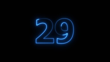 Neon business 29 number icon illustration background. Countdown number icon illustration.