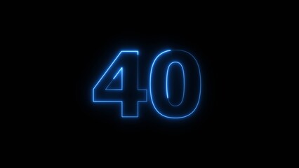 Neon business 40 number icon illustration background. Countdown number icon illustration.