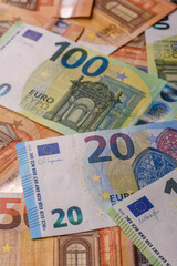 Cash money, euro paper banknotes for business transactions, financial background. Euro banknotes