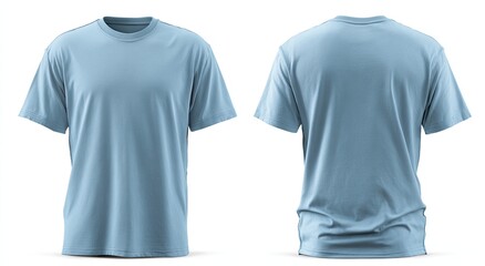 Light blue crew neck t-shirt, front and back views (1)