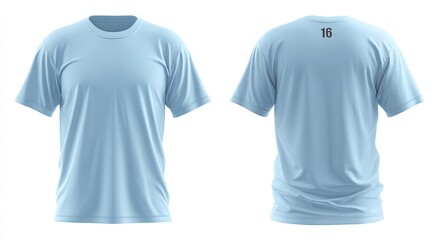 Light-blue, crew-neck t-shirt, front and back views (1)