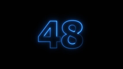 Neon business 48 number icon illustration background. Countdown number icon illustration.