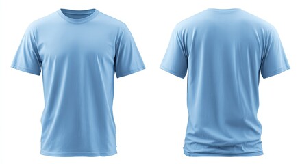 Light blue men's t-shirt mock-up, front and back views
