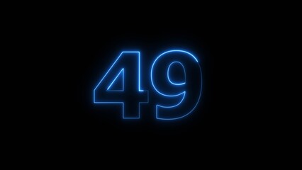 Neon business 49 number icon illustration background. Countdown number icon illustration.
