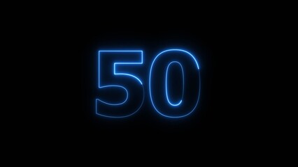 Neon business 50 number icon illustration background. Countdown number icon illustration.