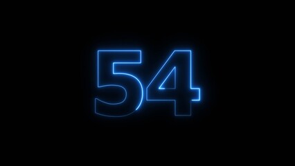 Neon business 54 number icon illustration background. Countdown number icon illustration.