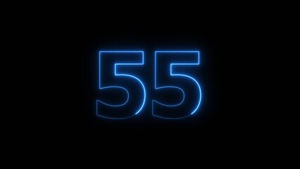 Neon business 55 number icon illustration background. Countdown number icon illustration.