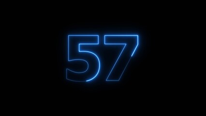 Neon business 57 number icon illustration background. Countdown number icon illustration.