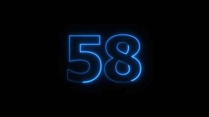 Neon business 58 number icon illustration background. Countdown number icon illustration.