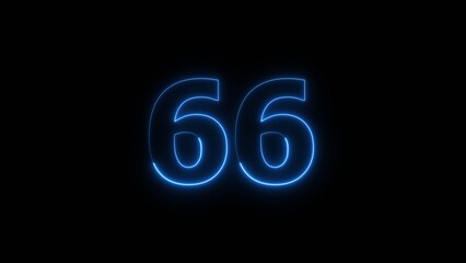Neon business 66 number icon illustration background. Countdown number icon illustration.
