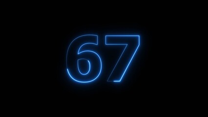 Neon business 67 number icon illustration background. Countdown number icon illustration.