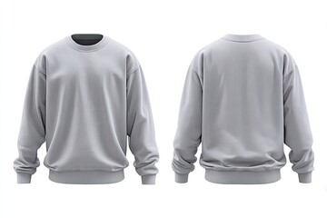 Light gray crewneck sweatshirt mock-up, front and back views