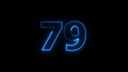 Neon business 79 number icon illustration background. Countdown number icon illustration.