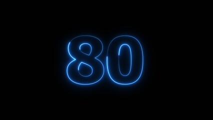 Neon business 80 number icon illustration background. Countdown number icon illustration.