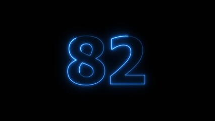 Neon business 82 number icon illustration background. Countdown number icon illustration.