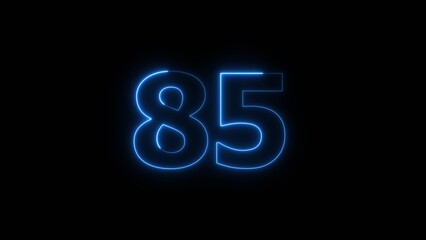 Neon business 85 number icon illustration background. Countdown number icon illustration.