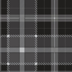 Black white tartan plaid seamless pattern in darker tone

