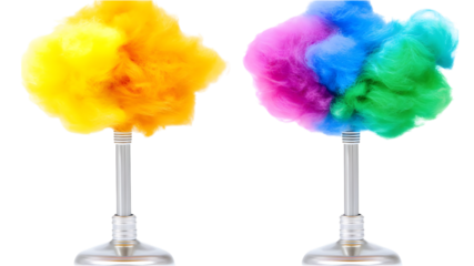 Colorful cloud explosions studio photography bright background close-up creativity