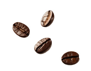 Coffee beans on transparent background