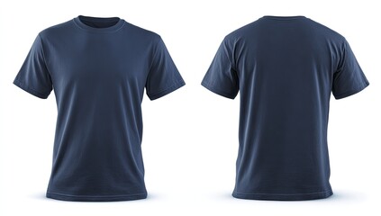 Navy blue t-shirt mockup, front and back views (3)