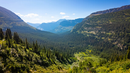 Scenic Mountains Range View from Iceberg Lake Trail in Glacier National Park