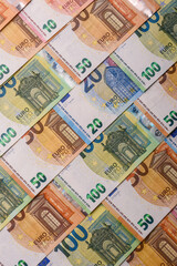 Cash money, euro paper banknotes for business transactions, financial background. Euro banknotes