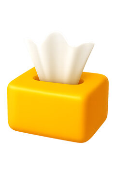 Tissue 3D emoji glossy icon with smooth gradient shading, soft highlight lighting, bold simple colors, transparent background
