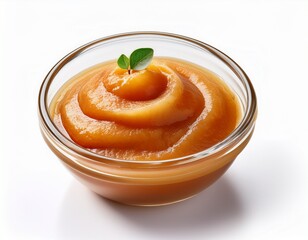 soft apple sauce in a glass bowl isolated on white or white background high resolution