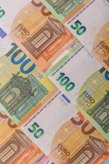 Cash money, euro paper banknotes for business transactions, financial background. Euro banknotes