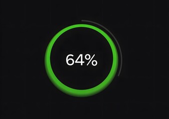Sixty four percent loading circle graphic design element progress indicator