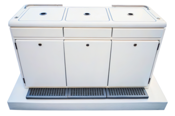 Luxury yacht fishing and bait preparation station with console isolated with transparent background